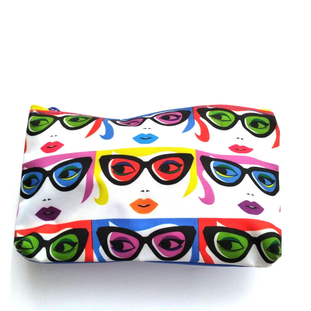 Tiny Graphic Print RETRO Cosmetic Case tiny Makeup Bag BRIGHT BAG IPSY 7 x 4 x 2